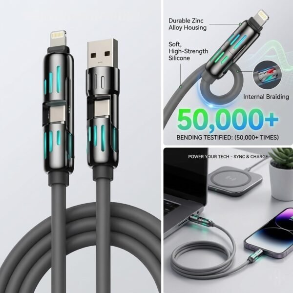 Mfish 4-in-1 Fast Charging Cable UAE – Universal Multi USB Charger